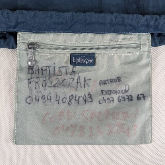 Genuine Kipling Supertaboo Blue Drawstring Zippered Backpack-Used-Good condition - Picture 10 of 11
